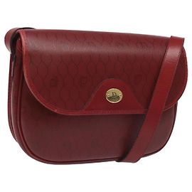 Bolsa de ombro em lona de favo de mel Christian Dior em couro PVC vermelho e dourado Auth EC300