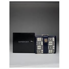Vintage Givenchy GV3 monogram Leather Wallet marine white