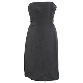 Vestido mini sin tirantes con estampado floral Theory en satén negro