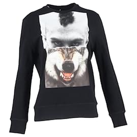 Neil Barrett Mohawk Wolf bedruckter Pullover aus schwarzer Baumwolle