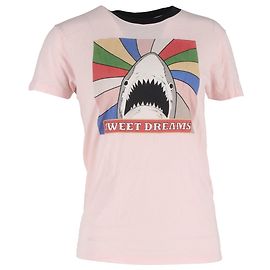 Saint Laurent T-shirt in cotone rosa con stampa di squalo Saint Lauren