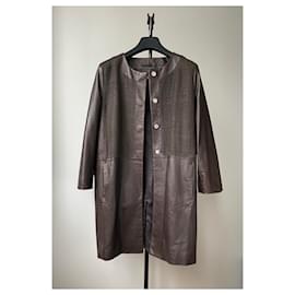 Abrigo de cuero marrón Max Mara