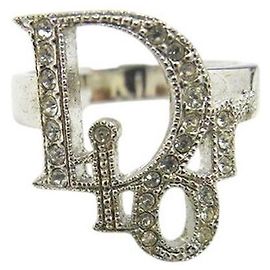 Anello logo in strass placcato argento Christian Dior
