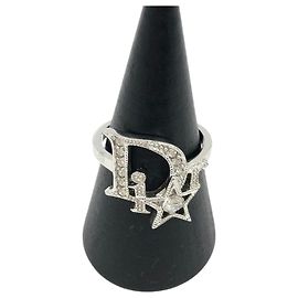 Anello Logo Stella in Strass Placcato Argento Christian Dior