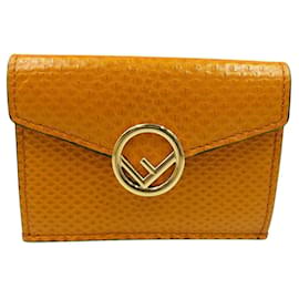 Fendi Fiz 8M0395 Gelbe Karung-Leder Dreifach-Geldbörse