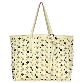 Borsa tote in pelle crema e bianca Jimmy Choo