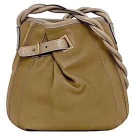 Borsa a spalla in pelle beige e marrone Chloé