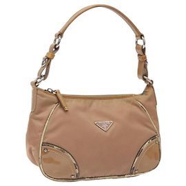 Borsa a Spalla PRADA Nylon Beige Auth EC614