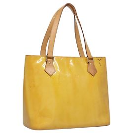 LOUIS VUITTON Monogram Vernis Houston Bolso de Mano Amarillo Lima M91055 LV Auth BD751