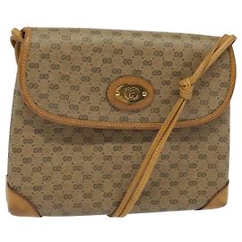 Gucci Borsa a Spalla Micro GG Supreme PVC Beige Oro 007 49 5548 Auth th5762