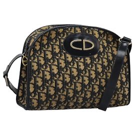 Borsa a spalla in tela Trotter Christian Dior blu navy Auth BD989
