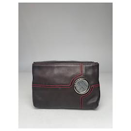 Céline Clutch de cuero vintage Celine París negro y rojo