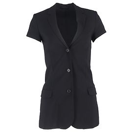 Blazer de un solo botón de manga corta Totême en lana negra