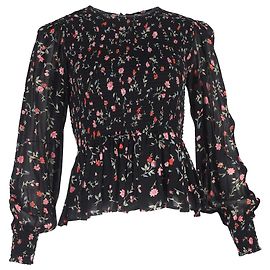Blusa peplum de georgette impresa fruncida Ganni Elm en viscosa multicolor