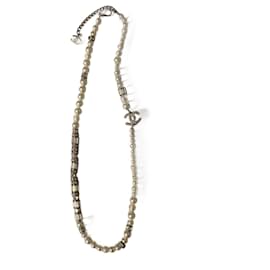 Chanel collana lunga in metallo perle e vetro