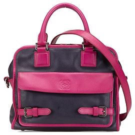 Bolsa Cruz em couro de bezerro bicolor texturizado azul LOEWE