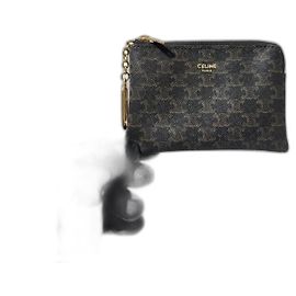 Céline Portafoglio/portamonete con zip in tela Triomphe di CELINE nero