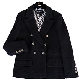 Chanel Nuova giacca in tweed nero senza tempo 40 FR