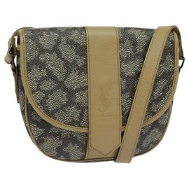 Borsa a spalla SAINT LAURENT in PVC embossé grigio Auth BA782