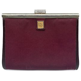 Clutch in tela e pelle vintage Dior rosso scuro