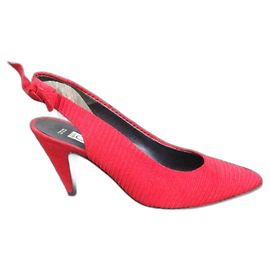 Décolleté Casadei Rosse in Tessuto e Pelle Tacchi 8 cm