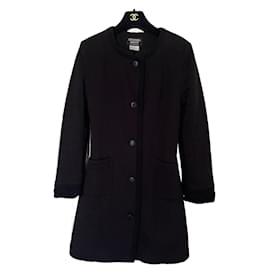Abrigo Chanel negro de algodón