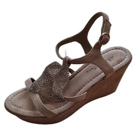 Autre Marque Alma en Pena Plateau Sandalen Wildleder Beige Größe 40