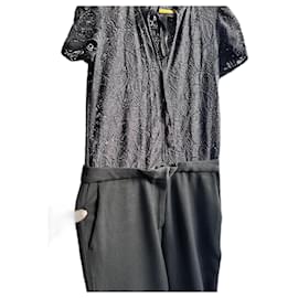 Maje Schwarzes Kleid mit Spitzenoberteil