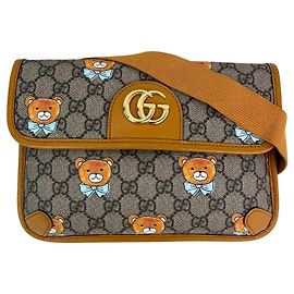 Gucci XKai GG Supreme Slim Vintage Sun Oil Bear Belt Sling Bag