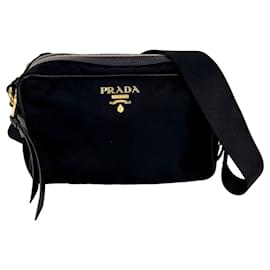 Borsa a tracolla in nylon Tessuto nera di Prada