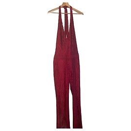 Autre Marque Bordeaux-pink Samt Jumpsuit mit freiem Rücken Stefanie Renoma