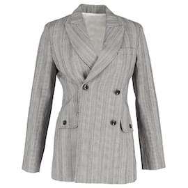 Blazer de doble botonadura en lana gris con estampado de pata de gallo Joseph