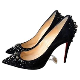 Zapatos de tacón negros de ante con punta Christian Louboutin 38.5