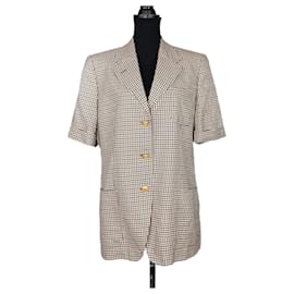 British outfit Giacca Aquascutum a maniche corte con fantasia a quadretti