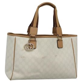 GUCCI GG Supreme Tote Bag PVC Outlet Weiß Gold 264216 Auth MY141