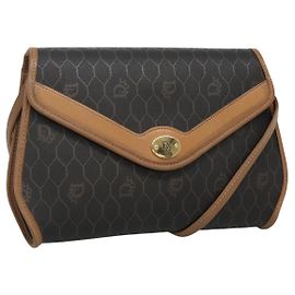 Borsa a spalla in tela a nido d'ape PVC nera Christian Dior Auth bs23609