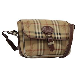 Autre Marque Borsa a spalla Burberrys Nova Check in pelle PVC beige Auth KD166