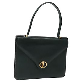 Sac à main en cuir vert doré Christian Dior Auth BA732