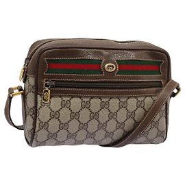 GUCCI GG Supreme Web Sherry Line Borsa a Spalla PVC Beige 56 02 087 Auth BD868