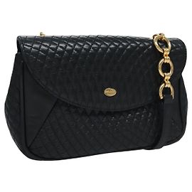 Borsa a Spalla BALLY in Pelle Blu Navy Oro Auth EC776
