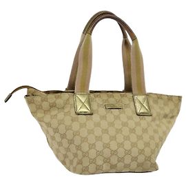 Borsa a mano GUCCI GG Canvas Sherry Line Beige Oro rosa 131228 Auth ac3698