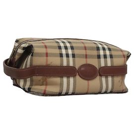 Autre Marque Borsa a mano in PVC pelle beige Burberrys Nova Check Auth BD815
