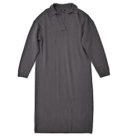 Massimo Dutti Midi-Kleid aus entspannter Strickwolle und Kaschmir in Stahlgrau