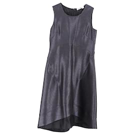 Vestido midi de cuello redondo en poliéster gris metálico de Jil Sander