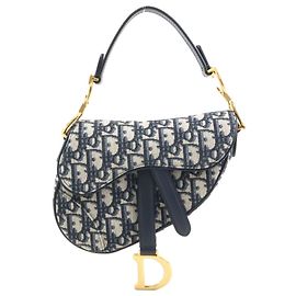 Borsa a tracolla in tela blu navy Christian Dior