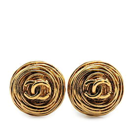 Orecchini a clip placcati in oro Chanel Coco Mark