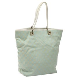 Borsa tote in tela GG Gucci azzurro chiaro oro 002 1098 Auth EC700
