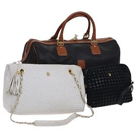 BALLY INTRECCIATO Schulter Boston Tasche Leder 3Set Schwarz Weiß Auth bs23216