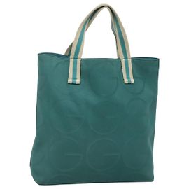 Bolsa Tote GUCCI em lona azul 123439 Auth th5768