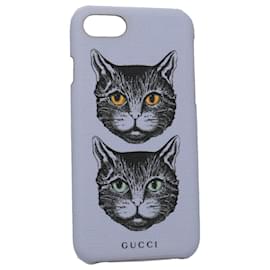 Custodia per iPhone 8 GUCCI Cat in pelle PVC viola 548889 Auth am7392